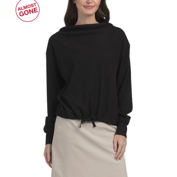 G LIFESTYLE Black Ribbed Funnel Neck Sweatshirt - Picture 1 of 2